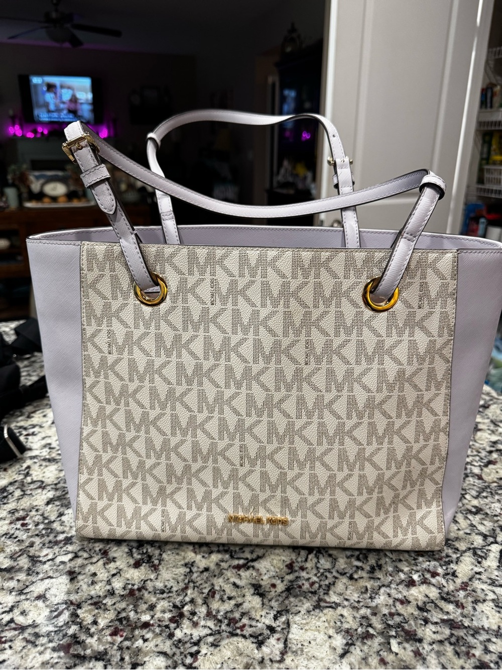 Michael Kors Lilac and Gray Signature Large Tote like New